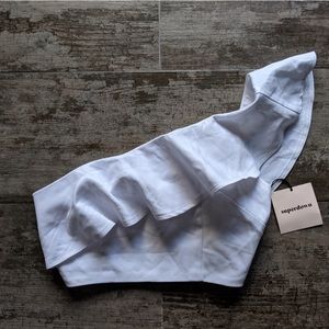Superdown by revole one shoulder ruffle crop top